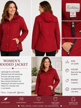 Women's Red Hooded Jacket